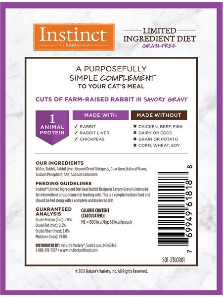 Instinct Limited Ingredient Diet Real Rabbit Recipe in Savory Gravy Grain-Free Wet Cat Food Topper