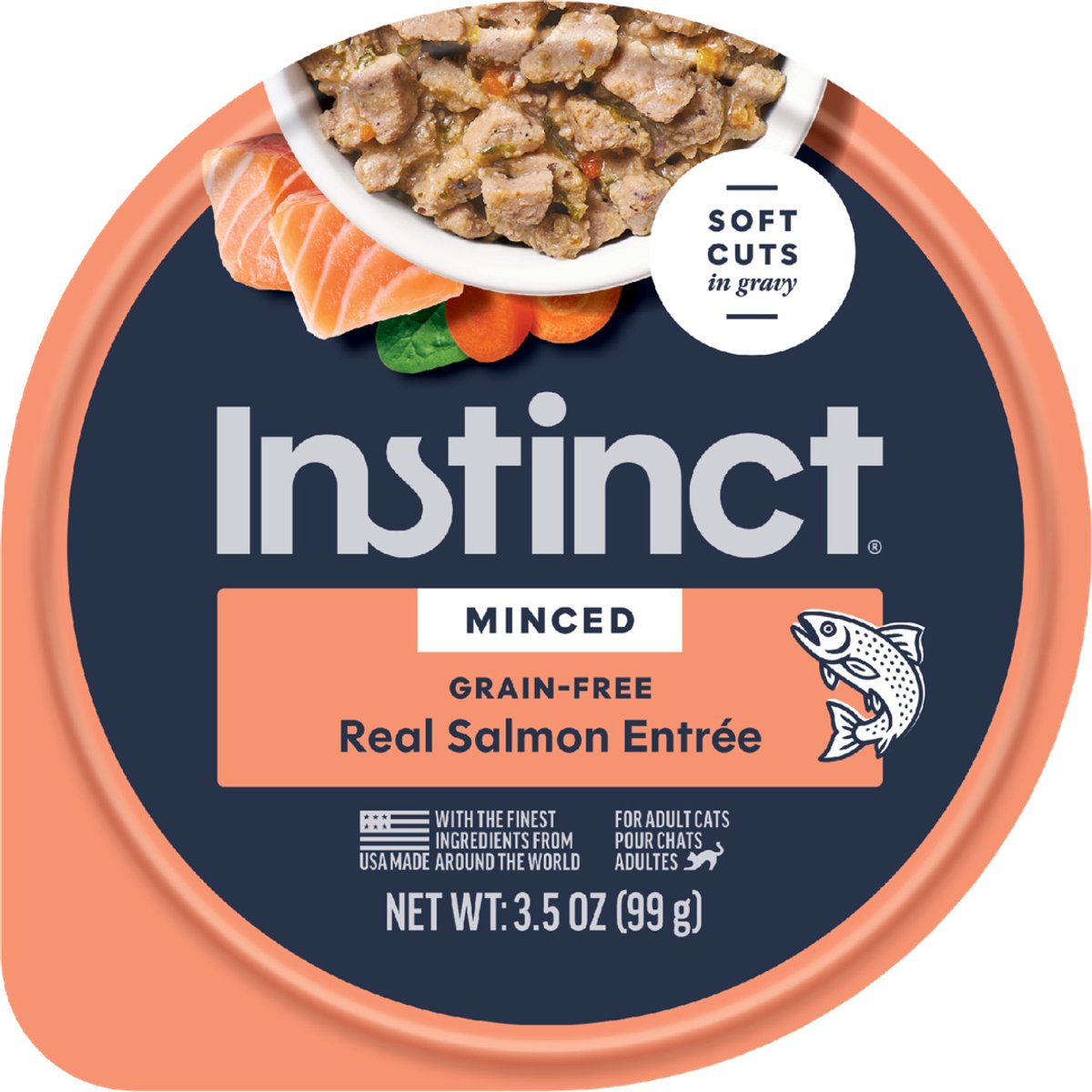 Instinct Minced Cups Real Salmon Recipe in Savory Gravy Wet Cat Food, 3.5-oz cup, case of 12