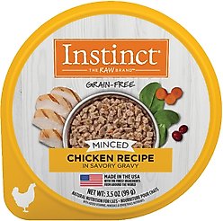 Instinct Minced Real Chicken Recipe in Savory Gravy Grain-Free Minced Wet Cat Food, 3.5-oz cup, case of 12