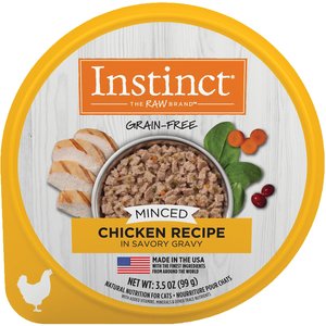 Instinct Minced Real Chicken Recipe in Savory Gravy Grain-Free Minced Wet Cat Food, 3.5-oz cup, case of 12