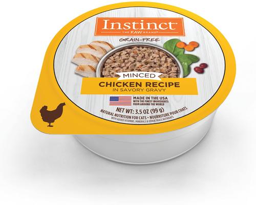 Show full view: Instinct Minced Real Chicken Recipe in Savory Gravy Grain-Free Minced Wet Cat Food, 3.5-oz cup, case of 12 slide 3 of 13