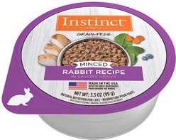 Instinct Minced Real Rabbit Recipe in Savory Gravy Grain-Free Minced Wet Cat Food, 3.5-oz cup, case of 12