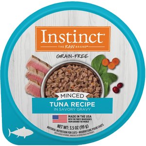 Instinct Minced Real Tuna Recipe in Savory Gravy Grain-Free Minced Wet Cat Food, 3.5-oz cup, case of 12
