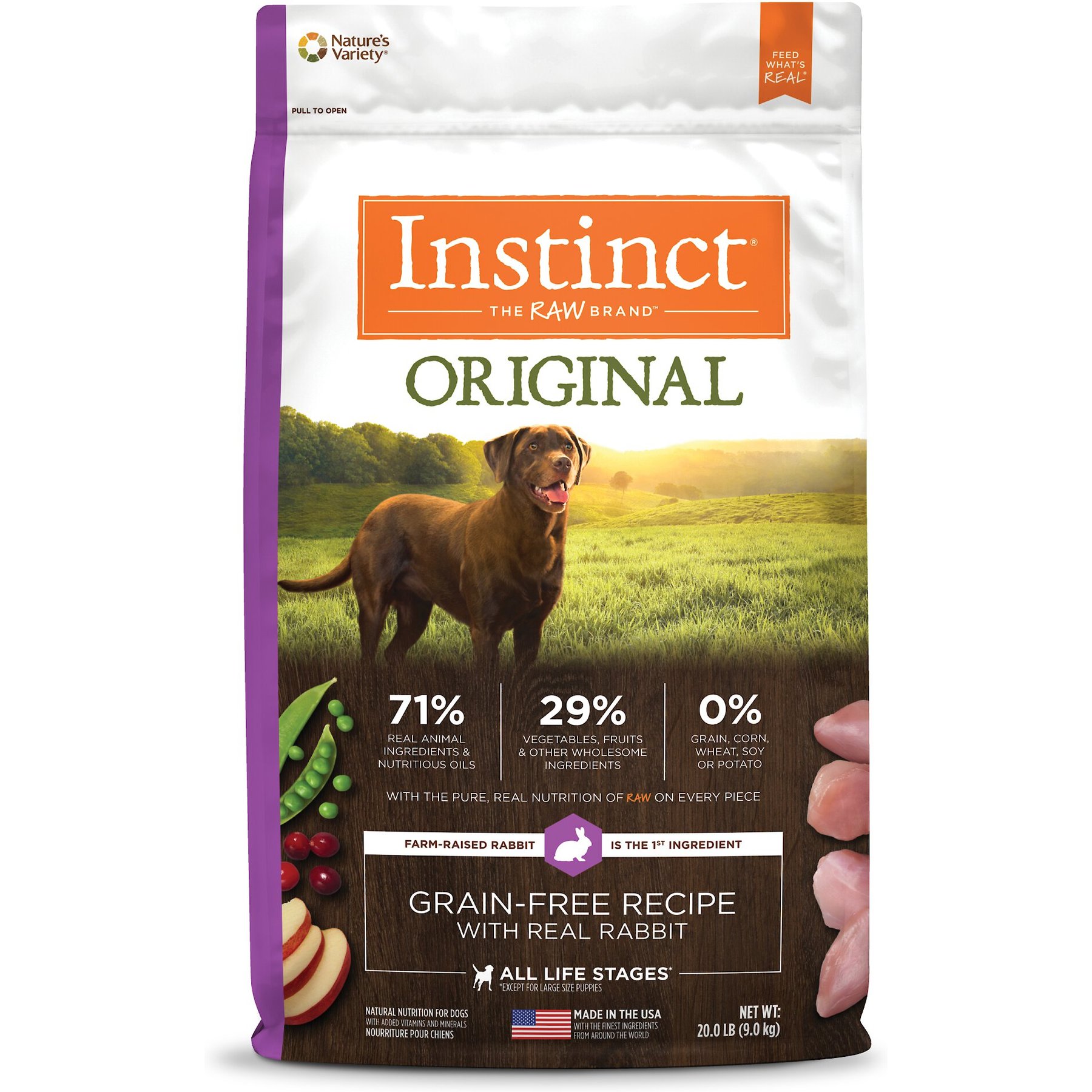 Instinct Original Adult Grain-Free Real Rabbit Recipe Dry Dog Food, 20-lb bag