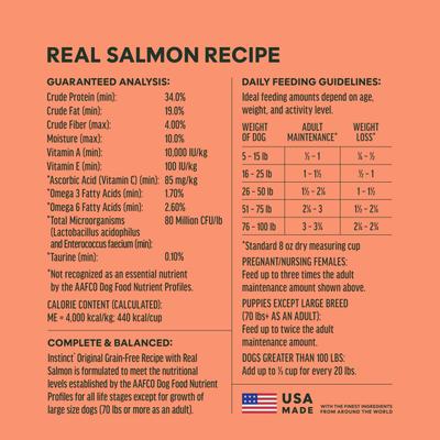 Show full view: Instinct Original Adult Grain-Free Real Salmon Recipe Dry Dog Food, 20-lb bag slide 9 of 12