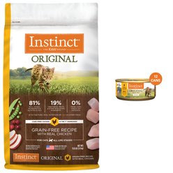 Instinct Original Grain-Free Recipe with Real Chicken Freeze-Dried Raw Coated Dry Food + Pate Real Chicken Recipe Wet Canned Cat Food
