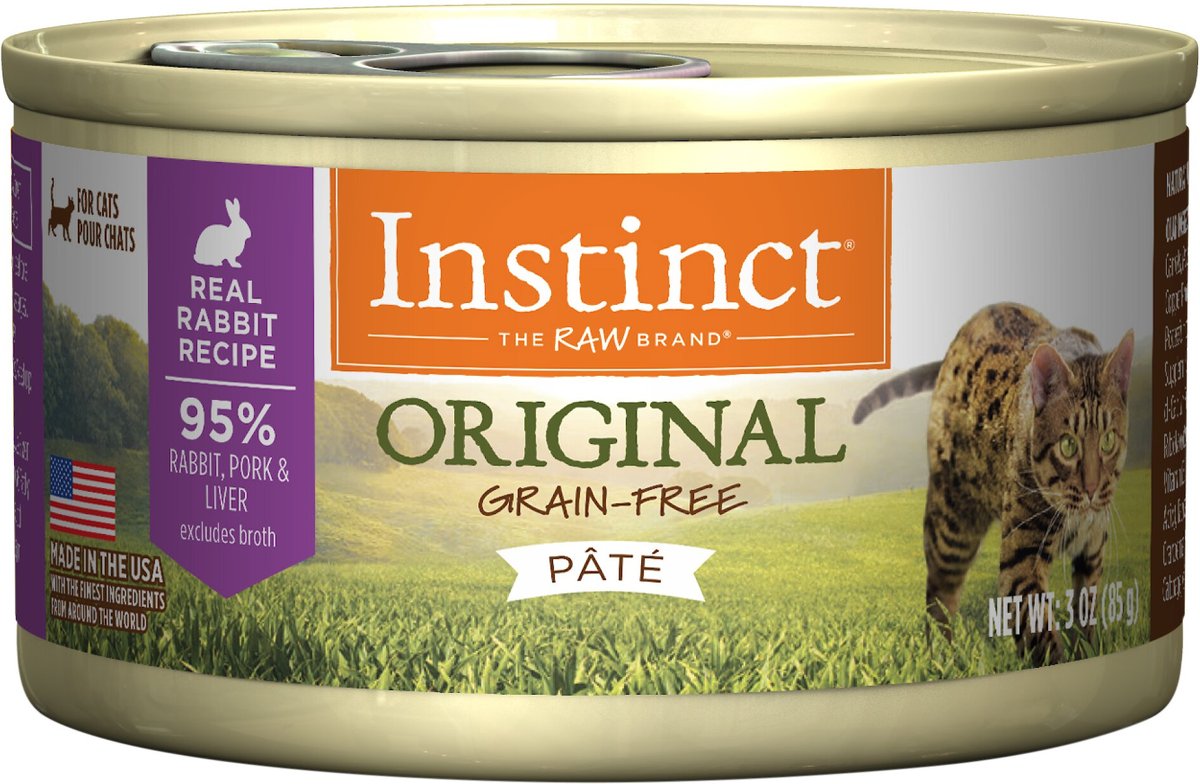 INSTINCT Original Real Rabbit Recipe Grain-Free Pate Wet Cat Food, 3-oz ...