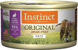 Instinct Original Real Rabbit Recipe Grain-Free Pate Wet Cat Food, 3-oz can, case of 24