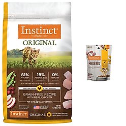 Instinct Original Recipe with Real Chicken Freeze-Dried Raw Coated Dry Food + Raw Boost Mixers Chicken Recipe Freeze-Dried Cat Food Topper