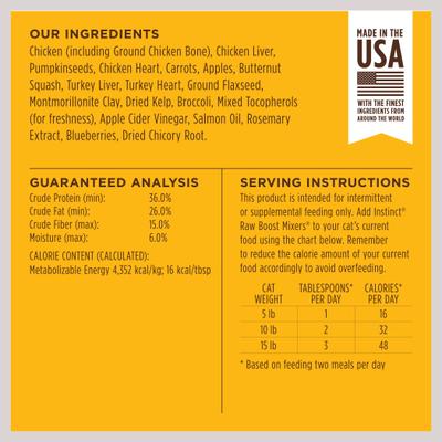 Show full view: Instinct Original Recipe with Real Chicken Freeze-Dried Raw Coated Dry Food + Raw Boost Mixers Chicken Recipe Freeze-Dried Cat Food Topper slide 7 of 9