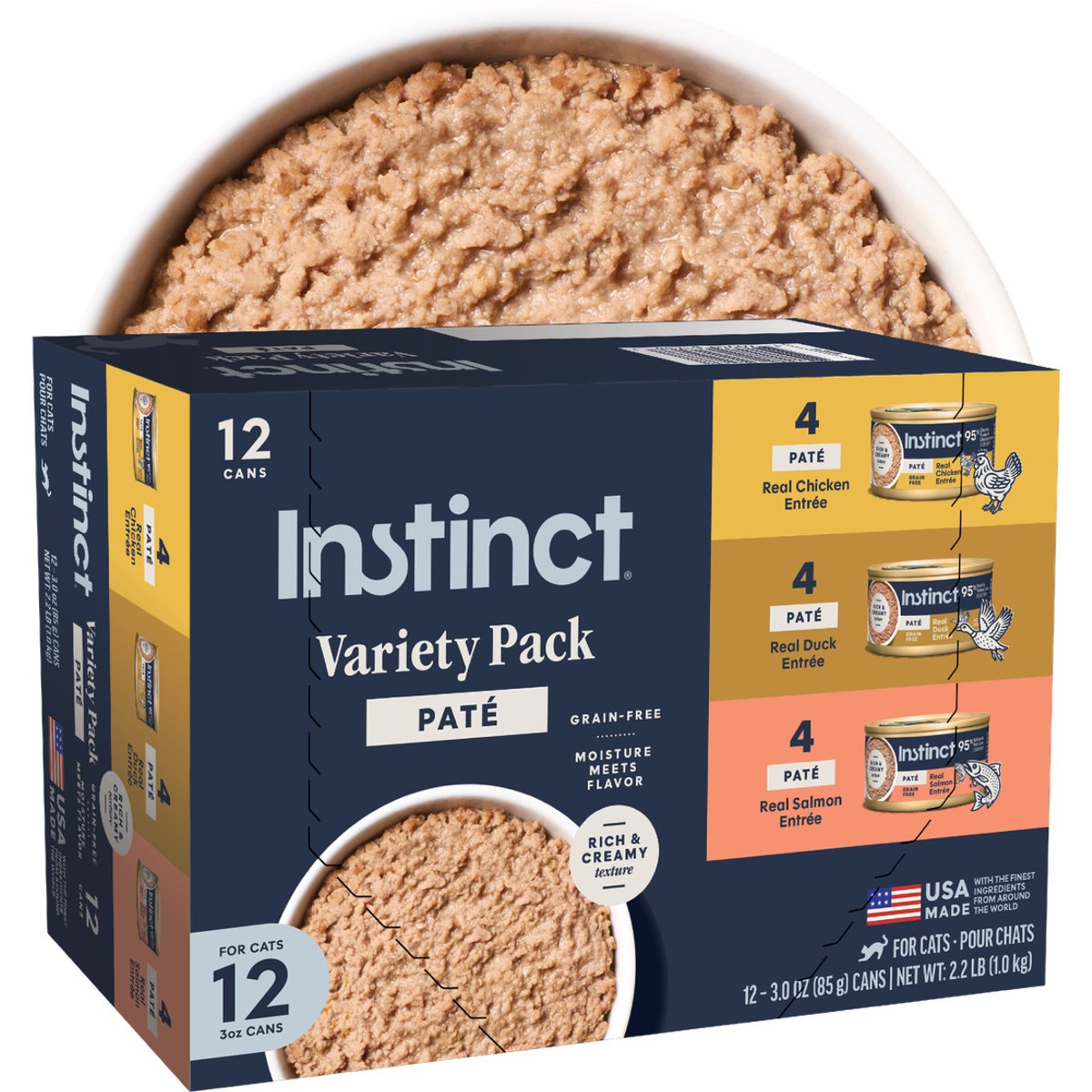 Instinct Pate Entrees Variety Pack Grain-Free Wet Cat Food, 3-oz can, case of 12