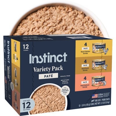 Instinct Instinct Pate Entrees Variety Pack Grain-Free Wet Cat Food, 3-oz can, case of 12