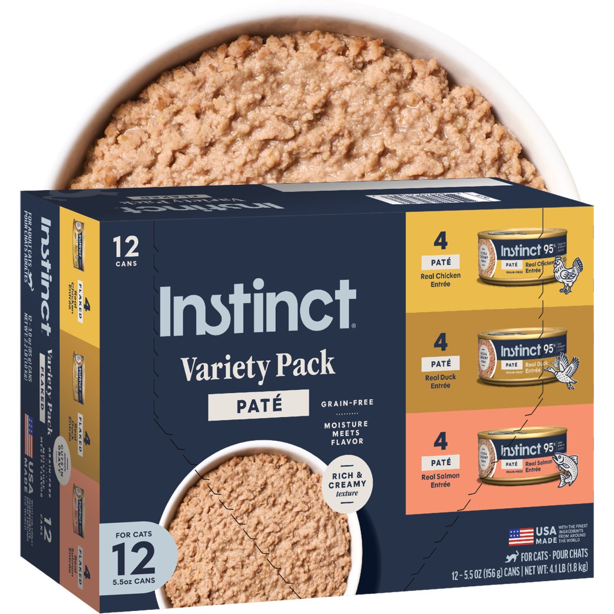 Instinct Pate Entrees Variety Pack Grain-Free Wet Cat Food, 5.5-oz can, case of 12