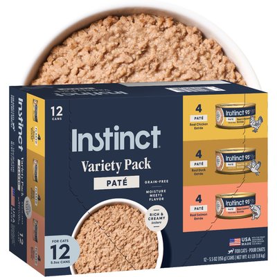 Instinct Instinct Pate Entrees Variety Pack Grain-Free Wet Cat Food, 5.5-oz can, case of 12