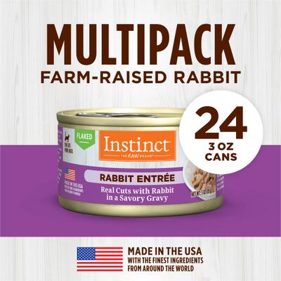 Show full view: Instinct Rabbit Entree Grain-Free Flaked Wet Cat Food, 3-oz can, case of 24 slide 6 of 10