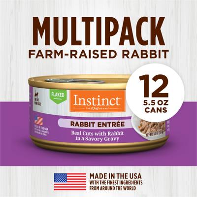 Show full view: Instinct Rabbit Entree Grain-Free Flaked Wet Cat Food, 5.5-oz can, case of 12 slide 6 of 10