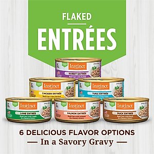 Instinct Rabbit Entree Grain-Free Flaked Wet Cat Food, 5.5-oz can, case of 12