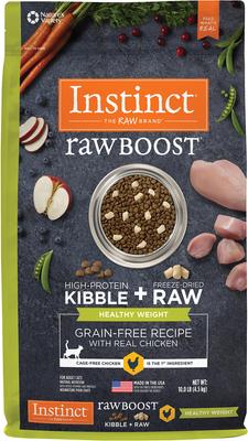 Show full view: Instinct Raw Boost Healthy Weight Recipe Grain-Free Dry Cat Food, 20-lb bundle  slide 10 of 13