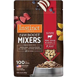 Instinct Raw Boost Mixers Beef Recipe Grain-Free Freeze-Dried Dog Food Topper, 25-oz bag