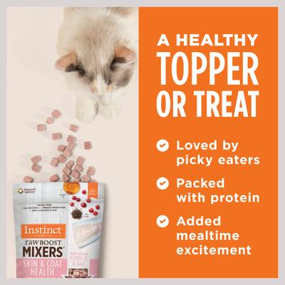 Show full view: Instinct Raw Boost Mixers Grain-Free Skin & Coat Health Recipe Freeze-Dried Cat Food Topper, 5.5-oz bag slide 7 of 13