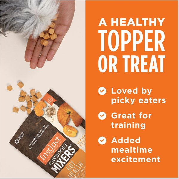 Show full view: Instinct Raw Boost Mixers Gut Health Recipe Grain-Free Freeze-Dried Dog Food Topper, 5.5-oz bag slide 7 of 12