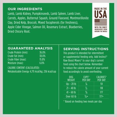 Show full view: Instinct Raw Boost Mixers Lamb Recipe Grain-Free Freeze-Dried Dog Food Topper, 5.5-oz bag slide 8 of 13