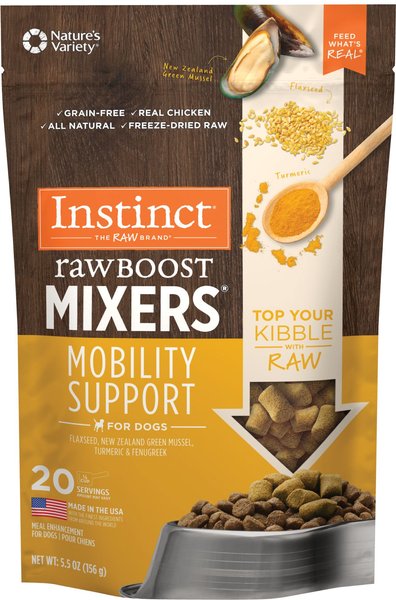 Instinct Grain Free Freeze Dried Raw Boost Mixers Mobility Support Recipe Dog Food Topper Instinct Grain Free Freeze Dried Raw Boost Mixers Mobility Support Recipe Dog Food Topper
