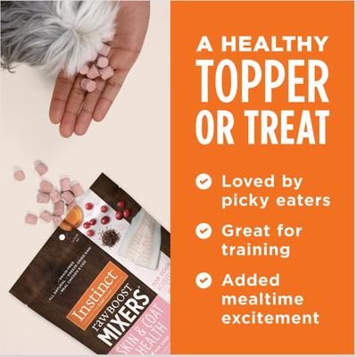 Show full view: Instinct Raw Boost Mixers Skin & Coat Health Recipe Grain-Free Freeze-Dried Dog Food Topper, 25-oz bundle slide 7 of 13