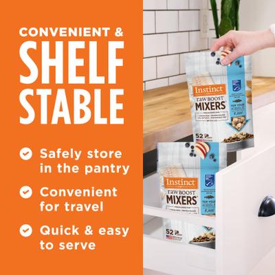 Show full view: Instinct Raw Boost Mixers Wild Caught Alaskan Pollock Recipe High-Protein Grain-Free Freeze-Dried Cat Food Topper, 5-oz bag slide 7 of 11