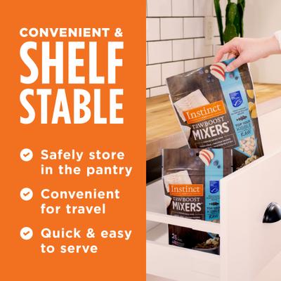 Show full view: Instinct Raw Boost Mixers Wild Caught Alaskan Pollock Recipe High-Protein Grain-Free Freeze-Dried Dog Food Topper, 5-oz bag slide 7 of 11