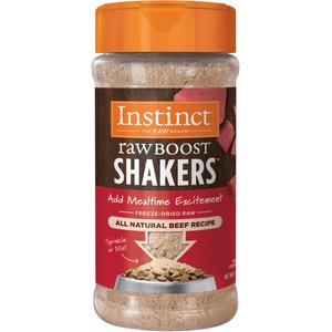 Instinct Raw Boost Shakers All Natural Beef Recipe High-Protein Grain-Free Freeze-Dried Dog Food Topper, 5.5-oz bottle