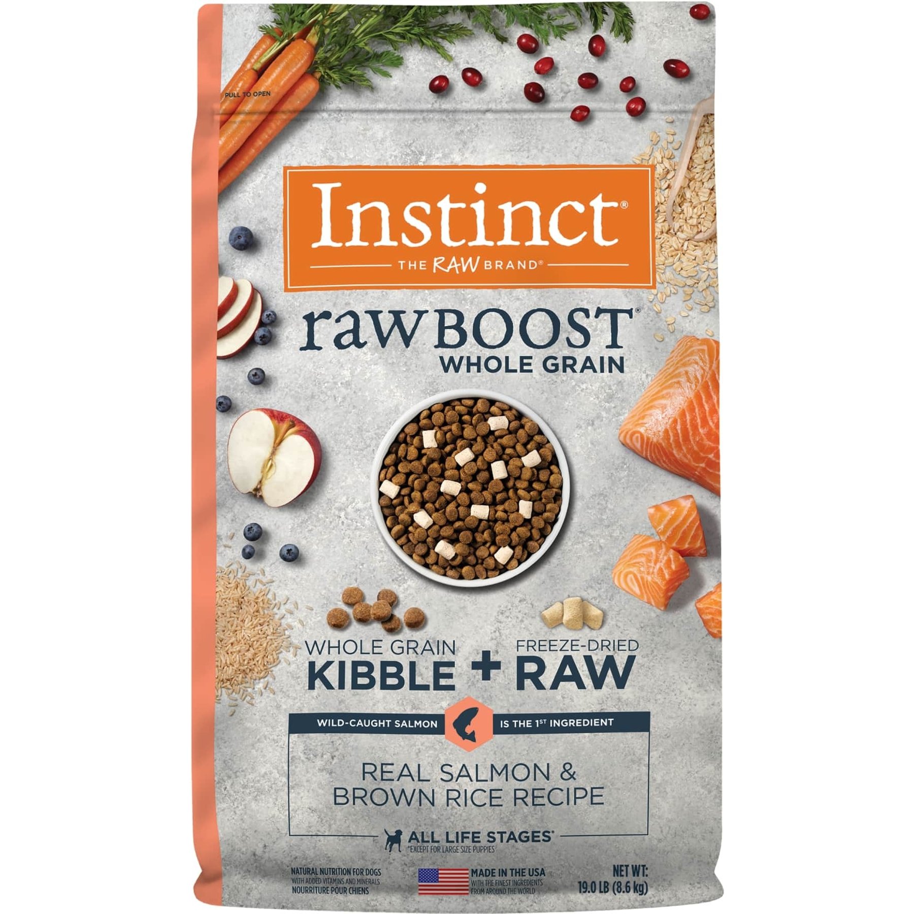 Instinct Raw Boost Whole Grain Real Salmon & Brown Rice Recipe Dry Dog Food, 19-lb bag