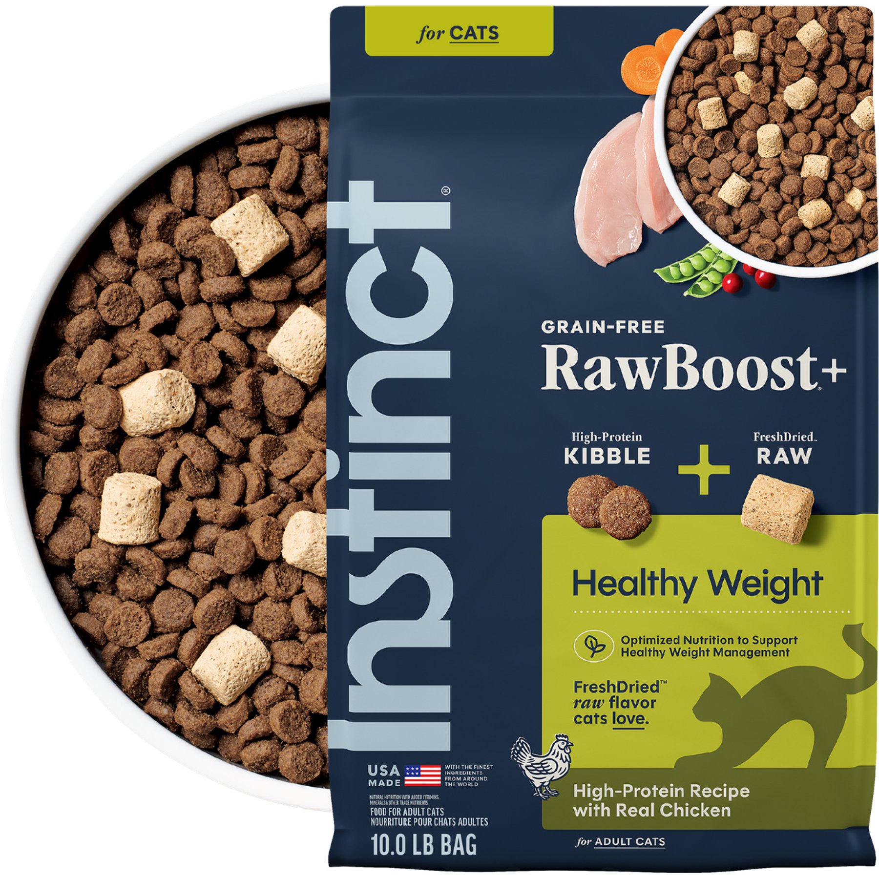 Instinct RawBoost Healthy Weight Recipe Grain-Free Dry Cat Food, 10-lb bag