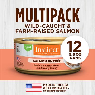 Show full view: Instinct Salmon Entree Grain-Free Flaked Wet Cat Food, 5.5-oz can, case of 12 slide 6 of 10