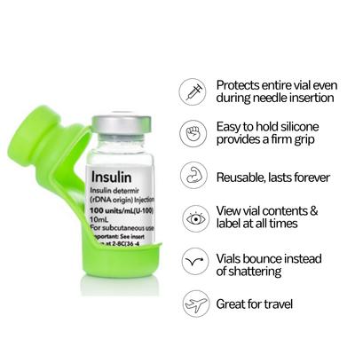 Show full view: Insulin Vial Protector for Prozinc, Green, 10mL, 2 Pack slide 3 of 6