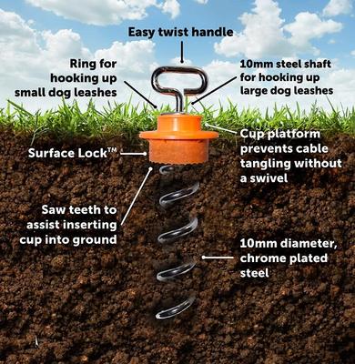 Show full view: IntelliLeash Intelli-Stayk Surface-Lock Dog Tie-Out Stake, Standard slide 2 of 5