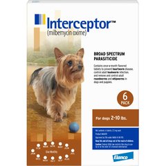 Interceptor Flavored Tablet for Dogs, 2-10 lbs, (Brown Box)