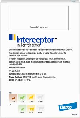 Interceptor Flavored Tablet for Dogs, 51-100 lbs, & Cats, 12.1-25 lbs, (White Box)