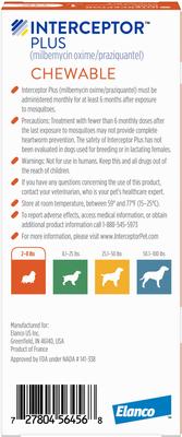 Show full view: Interceptor Plus Chew, 2-8 lbs, (Orange Box), 1 Chew (1-mo. supply) + Credelio Chewable Tablet for Dogs, 6.1-12 lbs, (Pink Box), 1 Chewable Tablet (1-mo. supply) slide 3 of 9