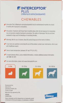 Show full view: Interceptor Plus Chew for Dogs, 2-8 lbs, (Orange Box), 6 Chews (6-mos. supply) & Credelio Chewable Tablet for Dogs, 6.1-12 lbs, (Pink Box), 6 Chewable Tablets (6-mos. supply) slide 3 of 10