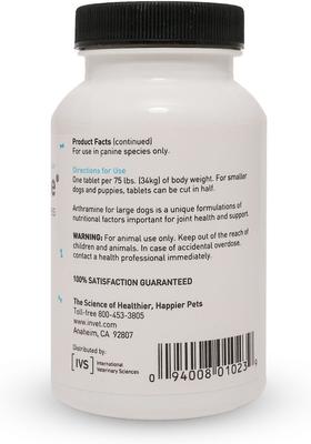 Show full view: International Veterinary Sciences Arthramine Healthy Joints & Bones Glucosamine Dog Supplement, Large, 60 count slide 3 of 4