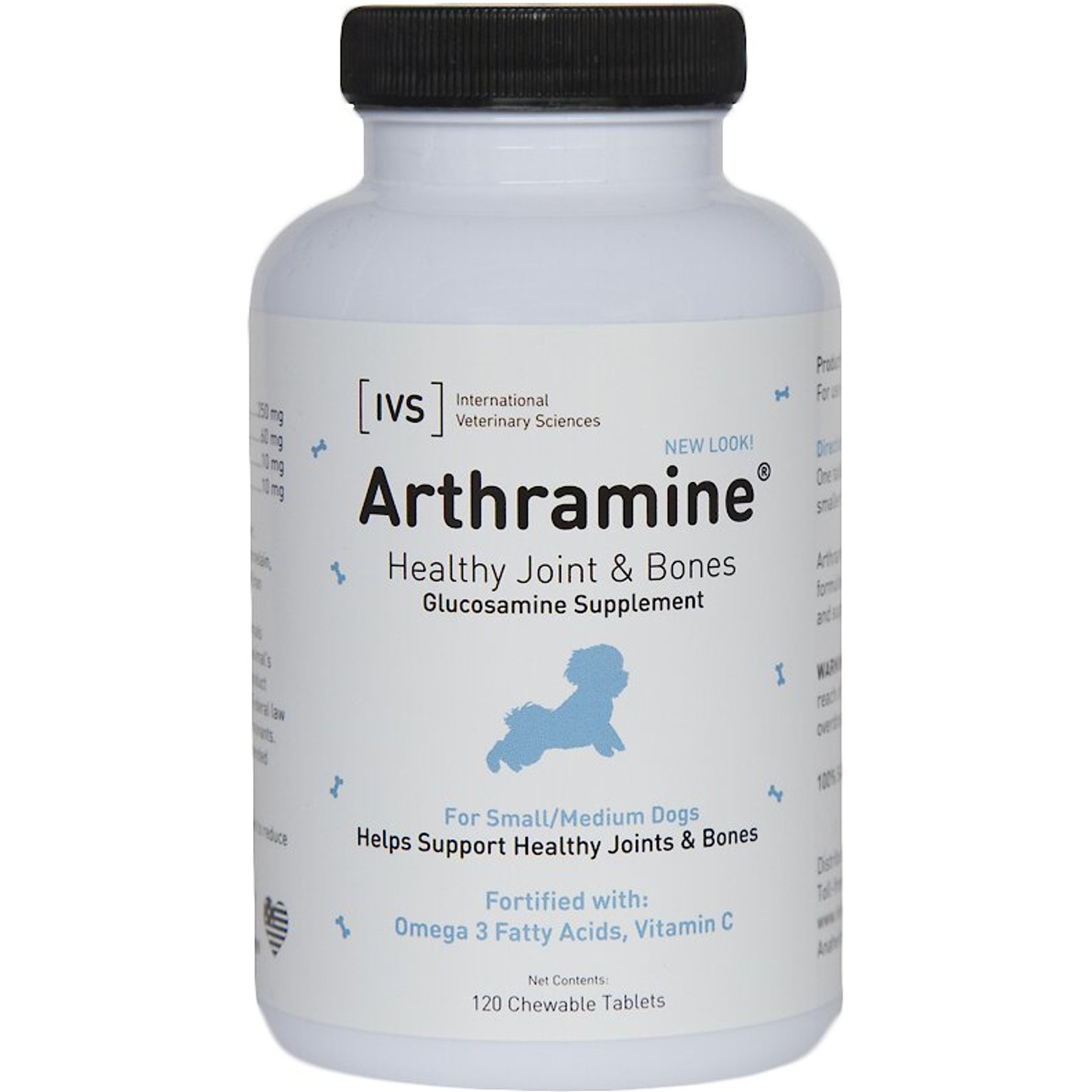 International Veterinary Sciences Arthramine Healthy Joints & Bones Glucosamine Dog Supplement, Small/Medium, 120 count