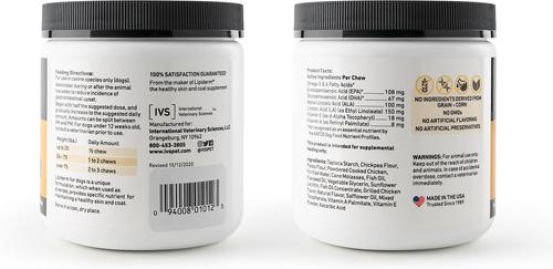 Show full view: International Veterinary Sciences Lipiderm Chicken Flavor Skin & Coat Health Chew Dog Supplement, 90 count slide 3 of 5