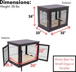 Internet's Best Double Door Furniture Style Dog Crate & End Table, Espresso, 32 inch slide 2 of 9