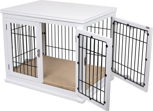 Show full view: Internet's Best Double Door Furniture Style Dog Crate & End Table, White, 32 inch slide 3 of 11