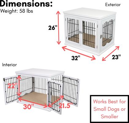 Show full view: Internet's Best Double Door Furniture Style Dog Crate & End Table, White, 32 inch slide 4 of 11