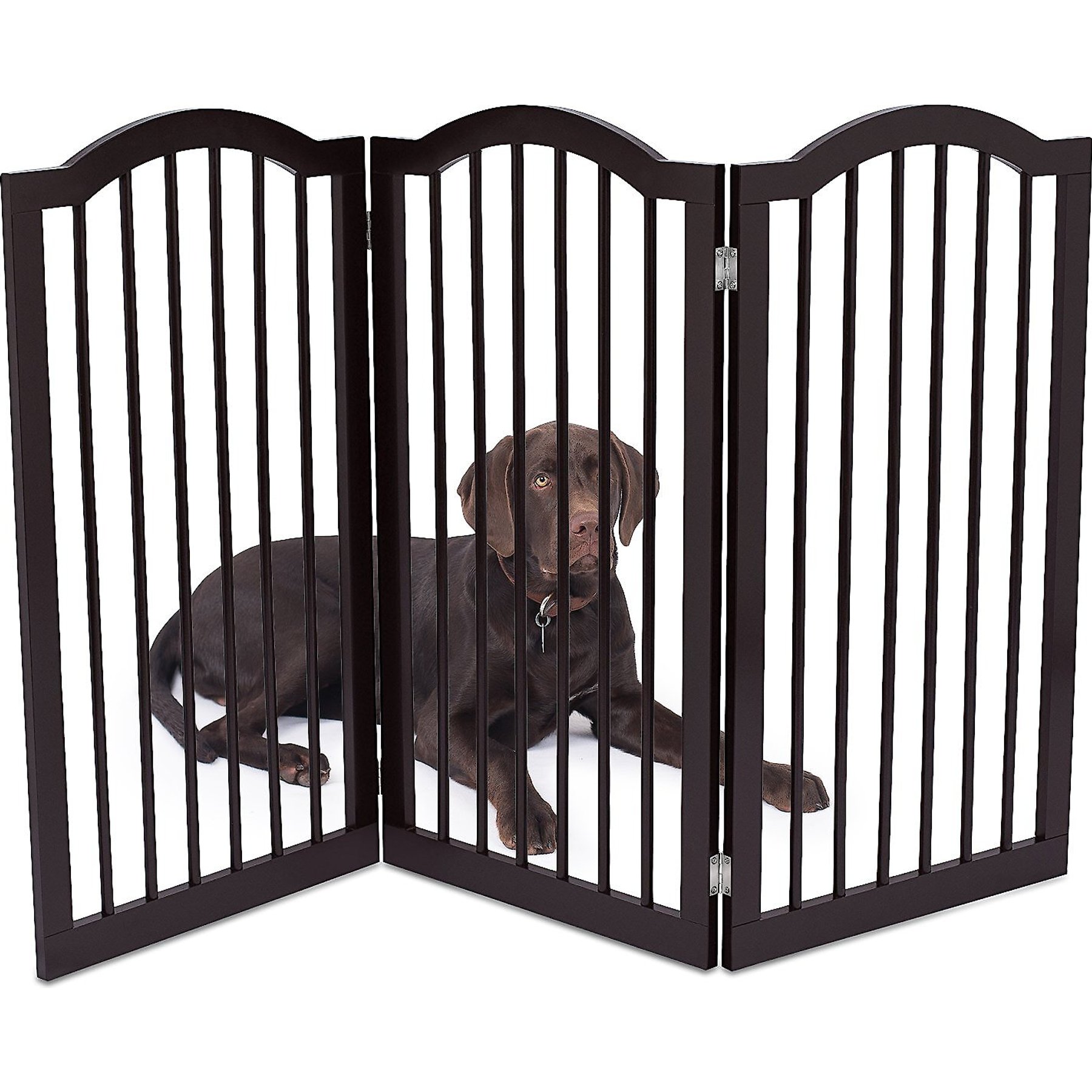 Internet's Best Traditional Arch Pet Gate, Espresso, 36-in, 3-Panel