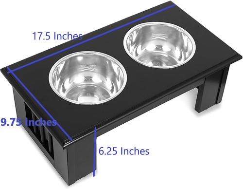 Show full view: Internet's Best Traditional Non-Skid Elevated Dog Bowl, Espresso, 4-cup bowl capacity slide 2 of 6
