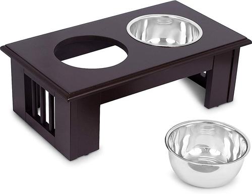 Show full view: Internet's Best Traditional Non-Skid Elevated Dog Bowl, Espresso, 4-cup bowl capacity slide 3 of 6