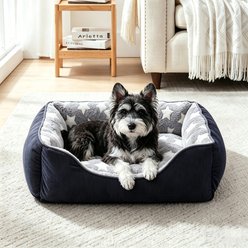 Invenho Star Pattern Calming Washable Sofa Bolster Dog & Cat Bed with Non-Slip Bottom, Dark Grey, 25-in